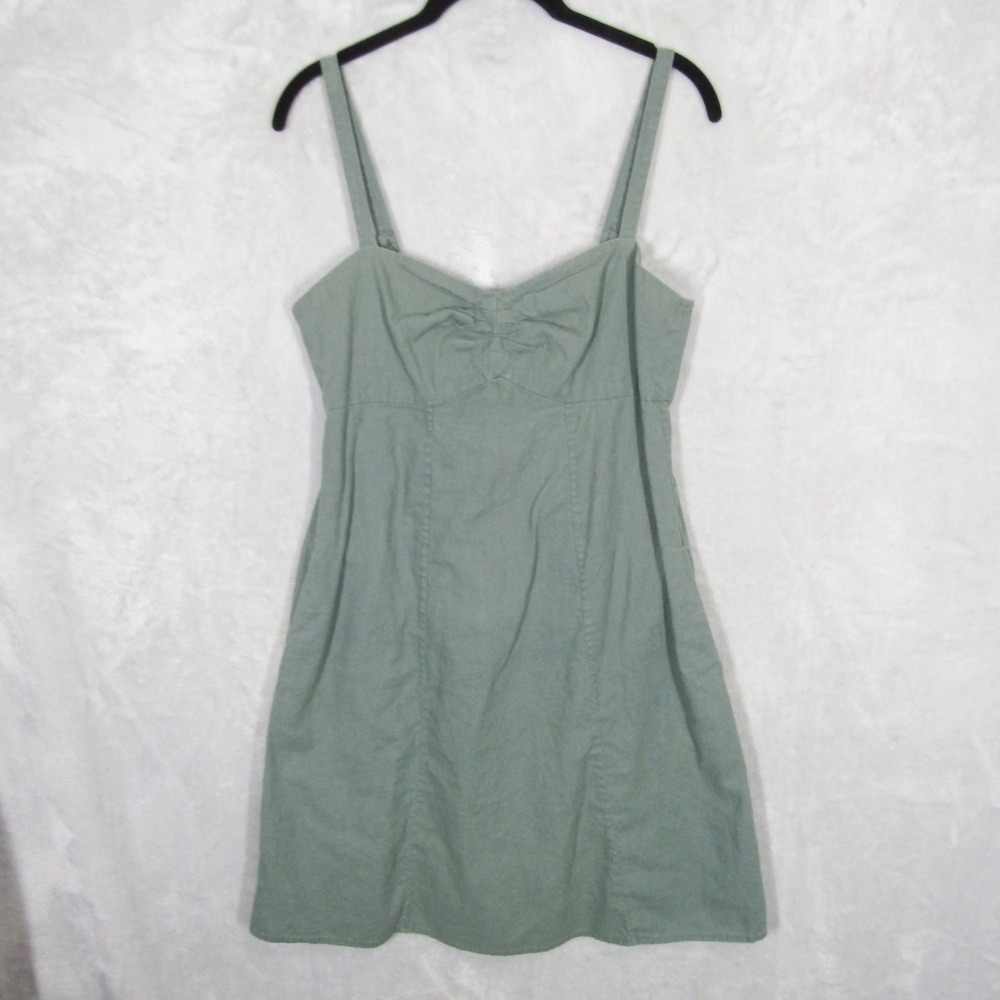 Patagonia Dress Women 8 Hemp Organic Cotton Sundress Sage Green Ruched Pocket
